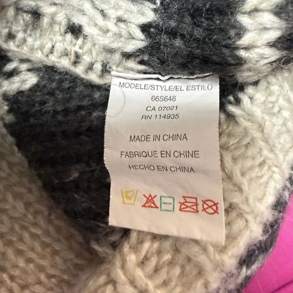 AQUA Chunky Knit Hoodie Sweater L Exposed Seams Casual Ivory Blacks Fringe $88